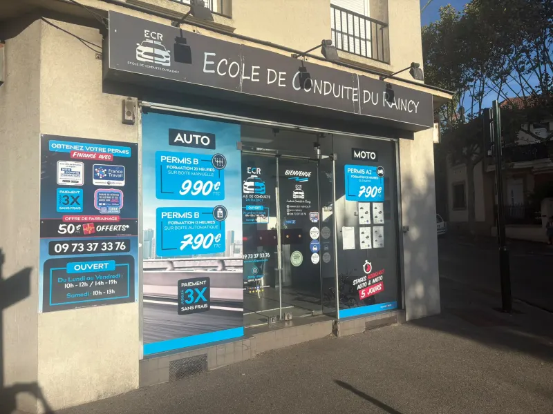 Devanture de l'École De Conduite ECR, 14 avenue de Livry au Raincy